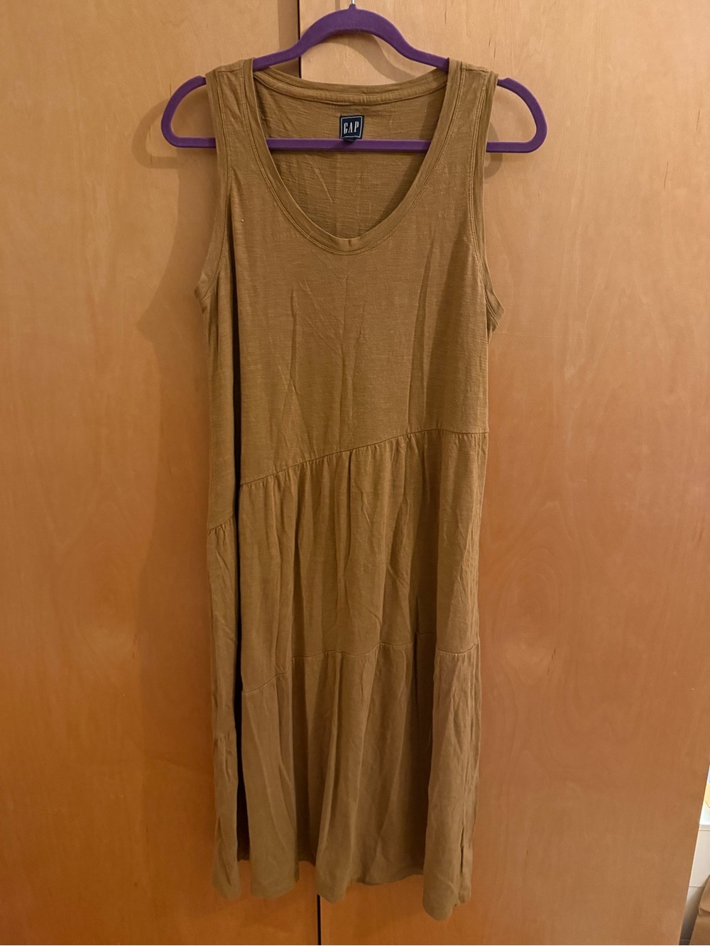 GAP Sleeveless Tiered Maxi Dress in Mustard Brown